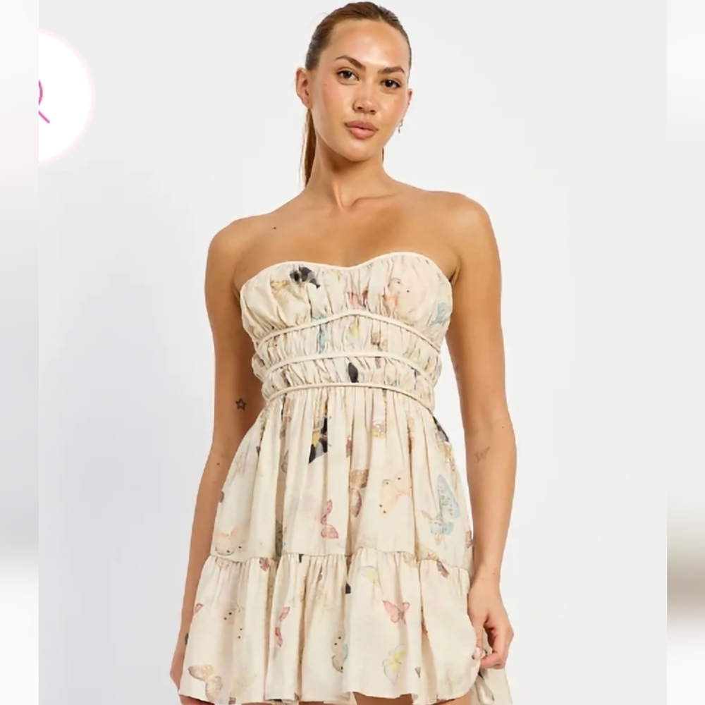 NWT ANTHROPOLOGIE JACQUIE THE LABEL BUTTERFLY PRINTED DRESS - Picture 1 of 3